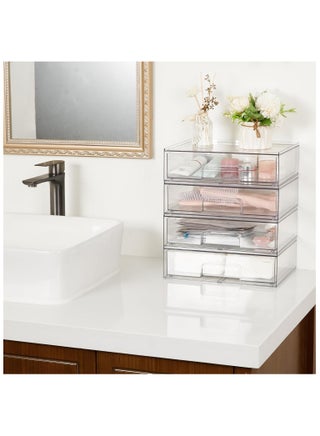 2 Pack 12.1''W Clear Stackable Storage Drawers, Acrylic Plastic Organizers Bins for Makeup Palettes Cosmetics, and Beauty Supplies,Ideal for Vanity, Bathroom,Cabinet,Desk Organization - view 5