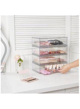 2 Pack 12.1''W Clear Stackable Storage Drawers, Acrylic Plastic Organizers Bins for Makeup Palettes Cosmetics, and Beauty Supplies,Ideal for Vanity, Bathroom,Cabinet,Desk Organization - view 2