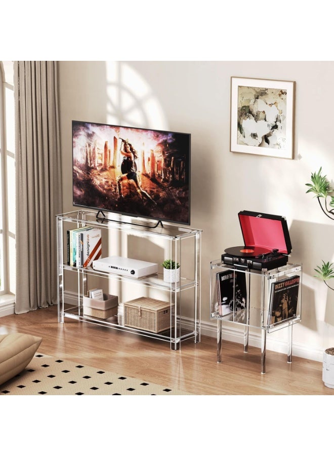 Slasa Acrylic Console Table, 3 Tier Entryway Storage Shelves, Clear Modern Sofa Table, Transparent Narrow Accent Display Table for Living Room, Hallway & Entryway, Durable Acrylic Furniture, Easy Assembly, 110 x 80 x 29 cm - Image 5