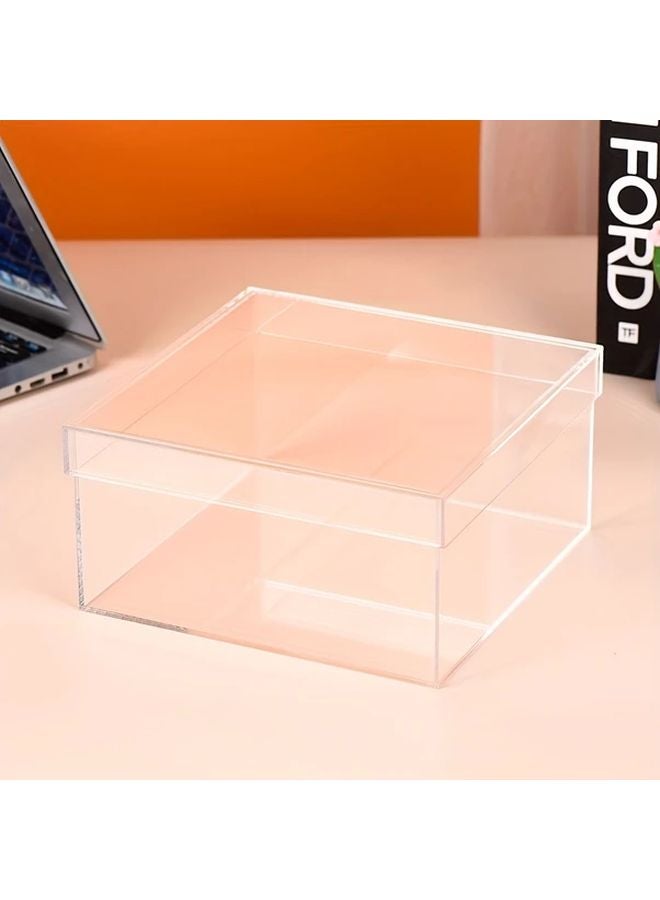 صندوق هدايا أكريليك شفاف مربع مقاس 8 × 8 × 3 بوصة لتخزين هدايا العطلات - Image 1