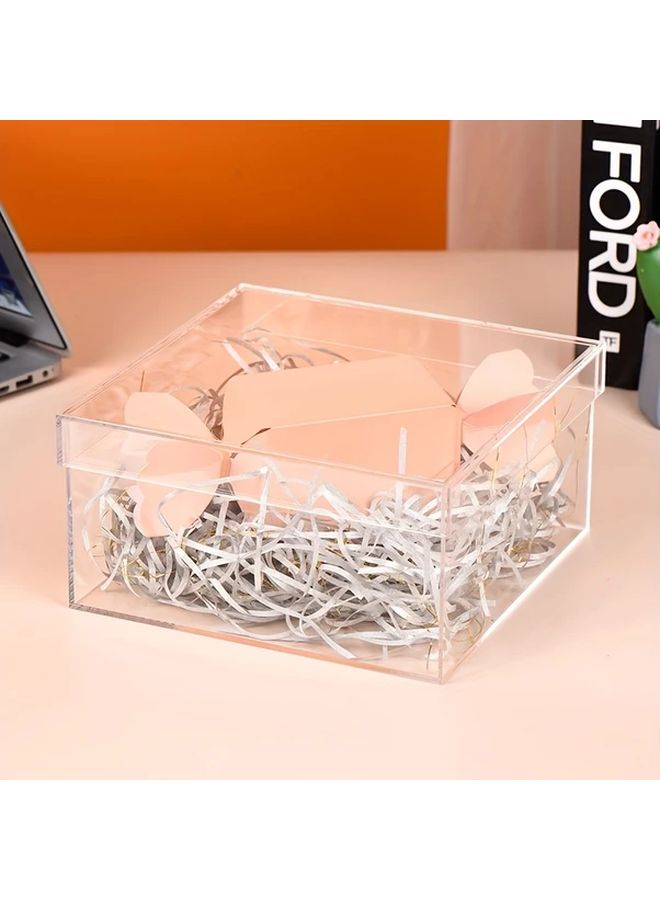 صندوق هدايا أكريليك شفاف مربع مقاس 8 × 8 × 3 بوصة لتخزين هدايا العطلات - Image 2
