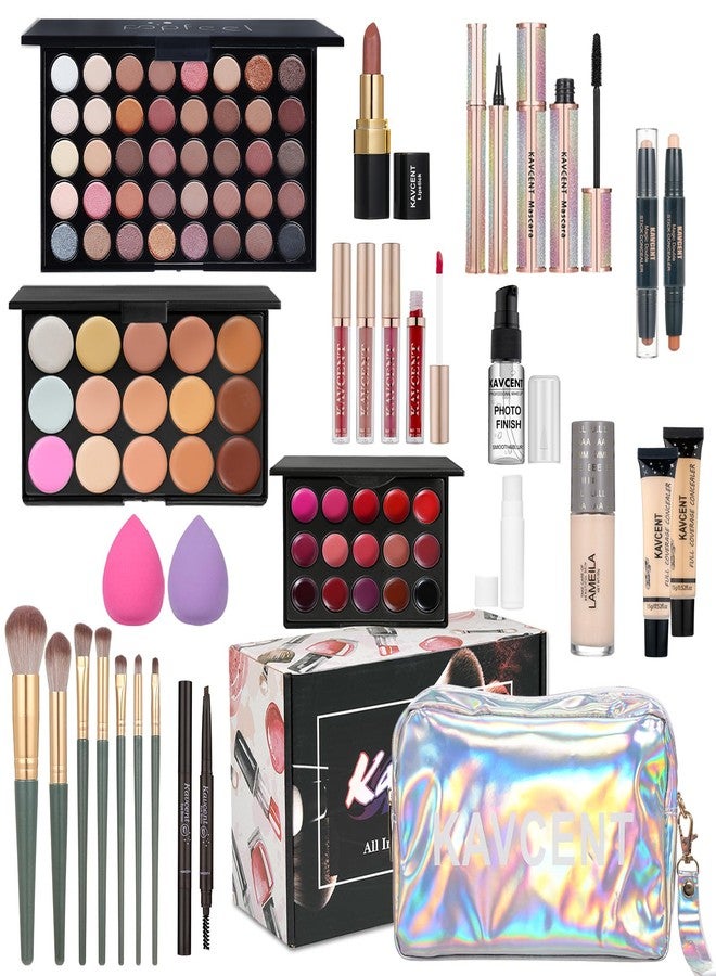 KAVCENT Full Makeup Kit for Girls - Eyeshadow Palette, Lip Gloss & Lipstick, Makeup Brushes, Foundation, Concealer, Mascara, Powder, Makeup Bag - Image 1