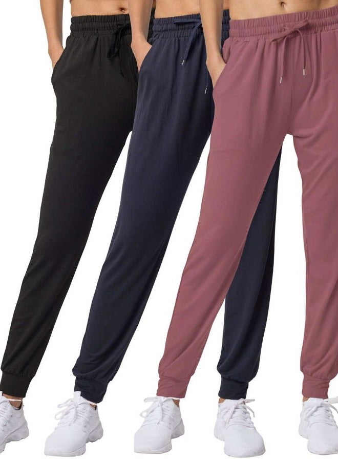 REALESSENTIALS 3 Pack: Women's Ultra-Soft Lounge Joggers Sweatpants Athletic Yoga Pants with Pockets (Available in Plus) - Image 1