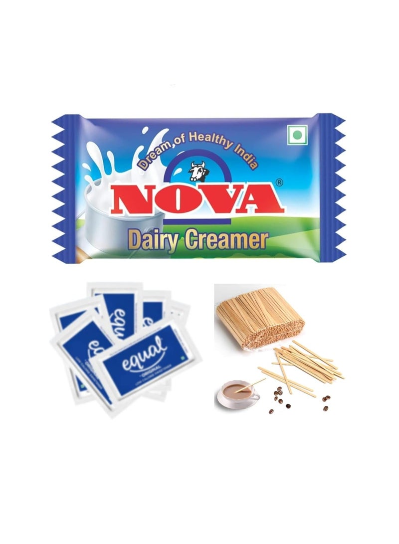 Nestle Nestlé Nova Dairy Creamer 600 Sachet (200 x 3) + Wodden Stirrers 300 Pic + Low Calories Sugar 5 Sachet - Image 1
