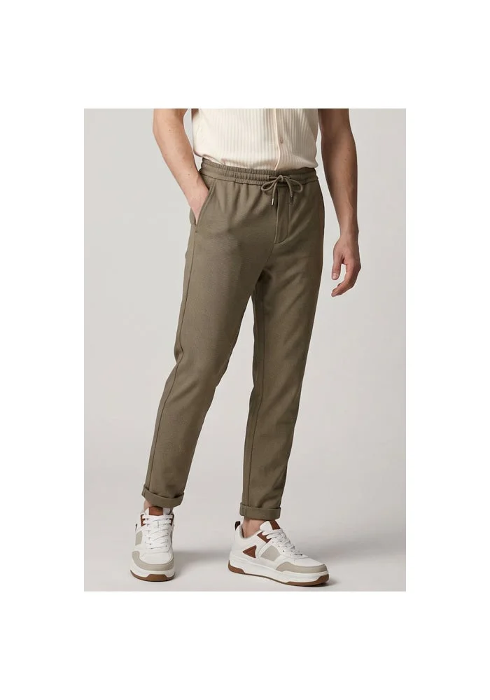Textured Slim Fit Pants with Drawstring Waist