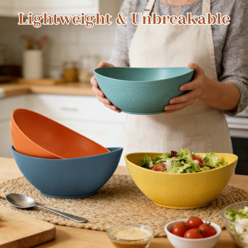 BUSOKIP 65 OZ Wheat Straw Bowls Set of 4, Large Unbreakable Salad Bowls, Microwave & Dishwasher Safe Big Serving Bowl, Kitchen Bowl Mixing Bowl for Popcorn, Cereal, Soup and Oatmeal (Multicolor) - Image 4