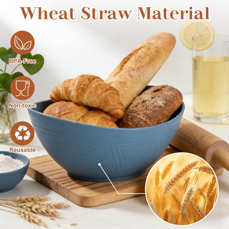 BUSOKIP 65 OZ Wheat Straw Bowls Set of 4, Large Unbreakable Salad Bowls, Microwave & Dishwasher Safe Big Serving Bowl, Kitchen Bowl Mixing Bowl for Popcorn, Cereal, Soup and Oatmeal (Multicolor) - Image 3