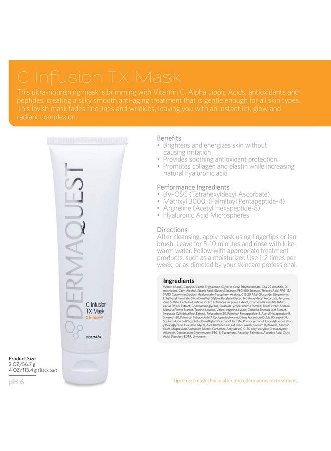ديرما كويست قناع الوجه سي إنفيوجن تي إكس المضاد للشيخوخة بفيتامين سي لتفتيح وتنشيط المسام وتقليل حجم الوجه للنساء والرجال (2 أونصة) - Image 5