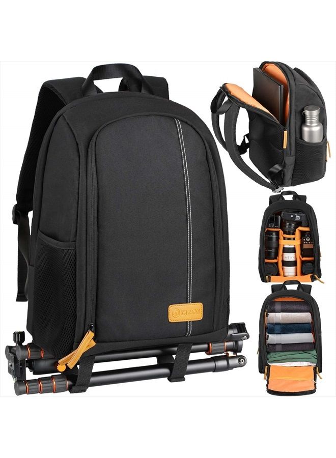 TARION Camera Backpack Waterproof Camera Bag Large Capacity Camera Case Photography Backpack with 15in Laptop Compartment Rain Cover for Men Women Photographer DSLR SLR Cameras Lens Tripod Black TB-02 - Image 1