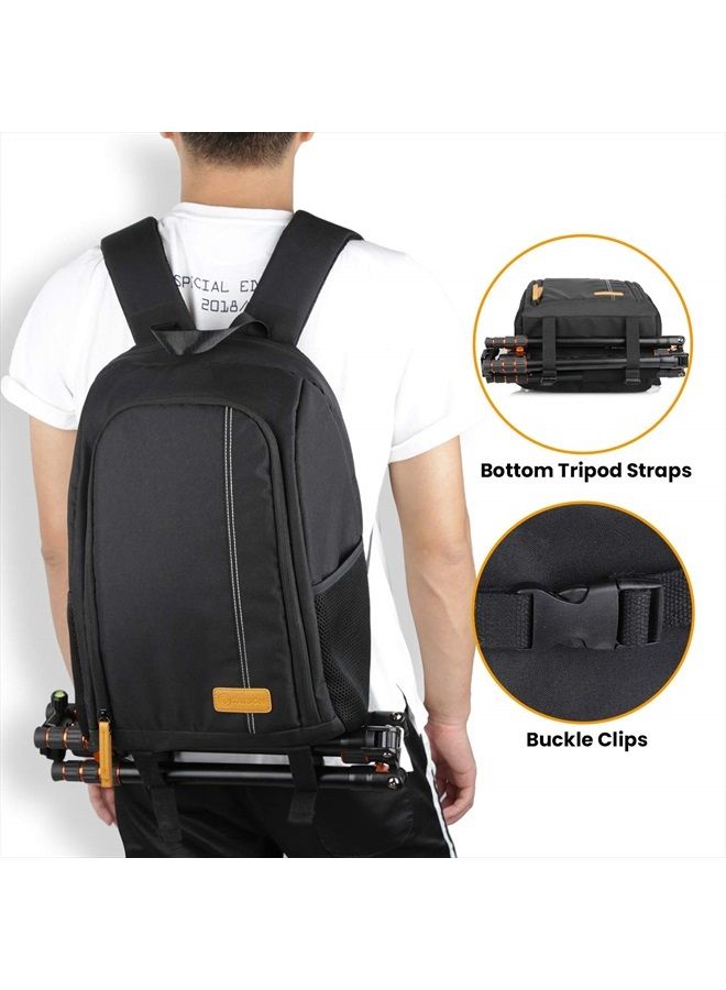 TARION Camera Backpack Waterproof Camera Bag Large Capacity Camera Case Photography Backpack with 15in Laptop Compartment Rain Cover for Men Women Photographer DSLR SLR Cameras Lens Tripod Black TB-02 - Image 5