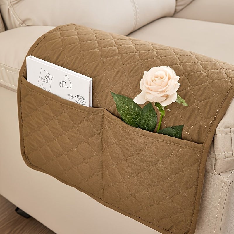 Darkgrey Simple Sofa Gloves With Pockets Anti Slip Armrest Storage Bag Home Living Room - Image 5