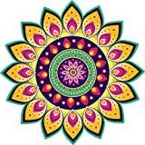 Akshat Enterprises Rangoli Multicolor Pattern Floor Entrance Waterproof Stickers Size 12 X 12 inch Pack of 2 PVC Vinyl 
