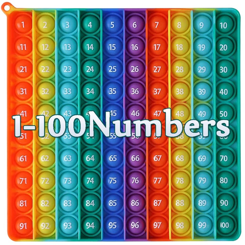 AK-SHIP 7.8in Big Size P0pp Math Toys , Rainbow Square Fidget Ttoy 100bubbles Stress Relieving Fidget Game for Teachers to Create Kinds of Math Manipulativesã€with 1-100 Numbers Tablesã€‘ - Image 1