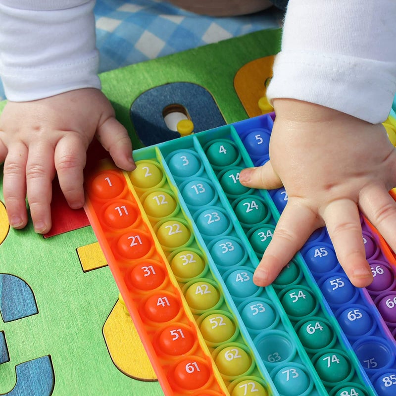 AK-SHIP 7.8in Big Size P0pp Math Toys , Rainbow Square Fidget Ttoy 100bubbles Stress Relieving Fidget Game for Teachers to Create Kinds of Math Manipulativesã€with 1-100 Numbers Tablesã€‘ - Image 5
