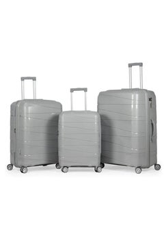 Wheeled travel bags with 8 swivel wheels and a lock, consisting of 3 pieces, gray, withstand storage, collisions, and bumps at airports Withstands shocks and is unbreakable