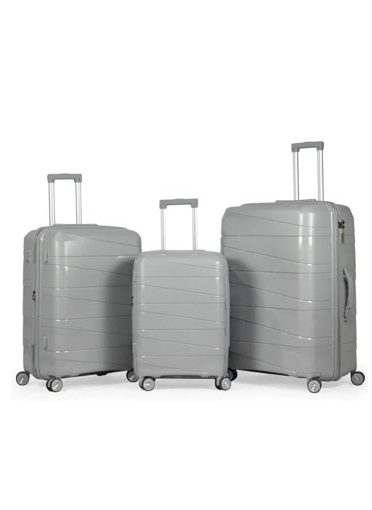 Generic - Wheeled travel bags with 8 swivel wheels and a lock, consisting of 3 pieces, gray, withstand storage, collisions, and bumps at airports Withstands shocks and is unbreakable - Image 1