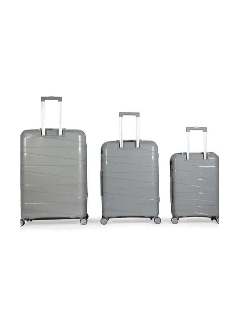 Generic - Wheeled travel bags with 8 swivel wheels and a lock, consisting of 3 pieces, gray, withstand storage, collisions, and bumps at airports Withstands shocks and is unbreakable - Image 1