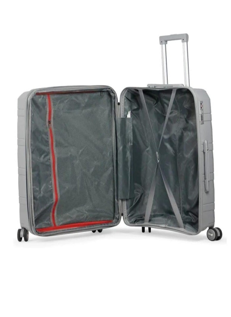Generic - Wheeled travel bags with 8 swivel wheels and a lock, consisting of 3 pieces, gray, withstand storage, collisions, and bumps at airports Withstands shocks and is unbreakable - Image 1