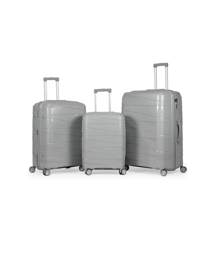 Generic - Wheeled travel bags with 8 swivel wheels and a lock, consisting of 3 pieces, gray, withstand storage, collisions, and bumps at airports Withstands shocks and is unbreakable - Image 1
