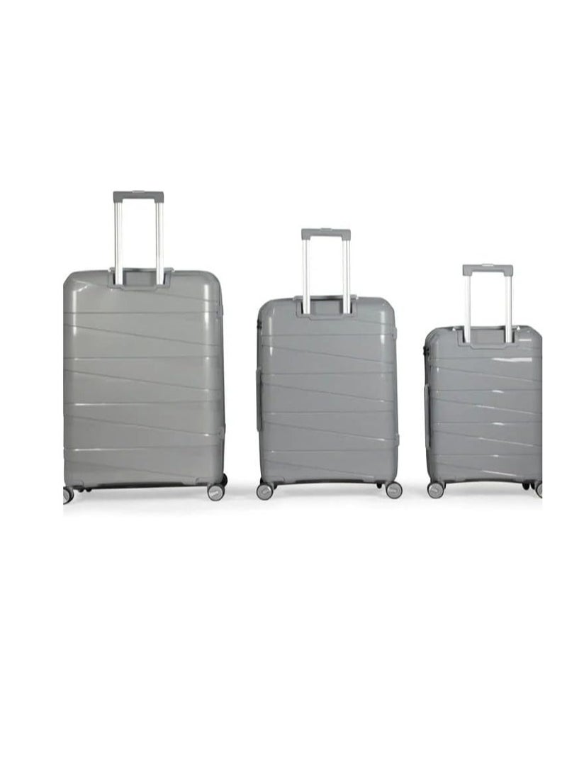 Generic - Wheeled travel bags with 8 swivel wheels and a lock, consisting of 3 pieces, gray, withstand storage, collisions, and bumps at airports Withstands shocks and is unbreakable - Image 1