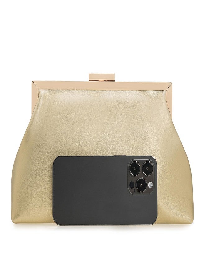 IXEBELLA PU Clutch Purse for Women Dressy Evening Bag Formal Handbag for Wedding, Prom, Cocktail Party (Light Gold) - Image 3