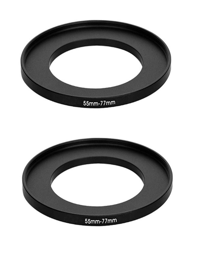 Fotasy (2 Pcs) 55-77MM Step-Up Ring Adapter, 55mm to 77mm Step Up Filter Ring, 55 mm Male 77 mm Female Stepping Up Ring for DSLR Camera Lens and ND UV CPL Infrared Filters - Image 1