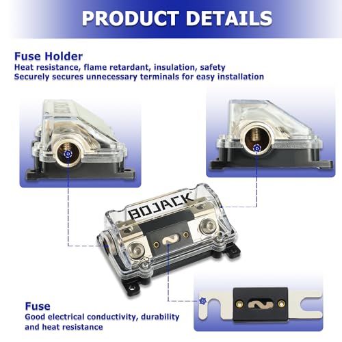 BOJACK 0/2/4 Gauge AWG in-Line ANL Fuse Holder with 500 Amp Fuse No Wire Terminals Needed Inline Fuse Holder with Insulating Cover, Automotive 4, 2, 0 Gauge Fuse Block - Image 5