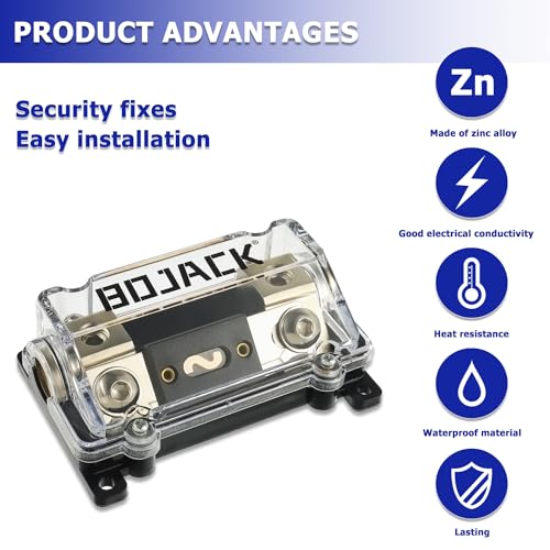 BOJACK 0/2/4 Gauge AWG in-Line ANL Fuse Holder with 500 Amp Fuse No Wire Terminals Needed Inline Fuse Holder with Insulating Cover, Automotive 4, 2, 0 Gauge Fuse Block - Image 4