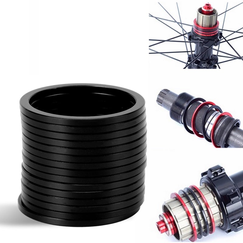 Black Aluminum Alloy Road Bike Bottom Bracket Gasket Flywheel Hub Spacer Set Lightweight - Image 3