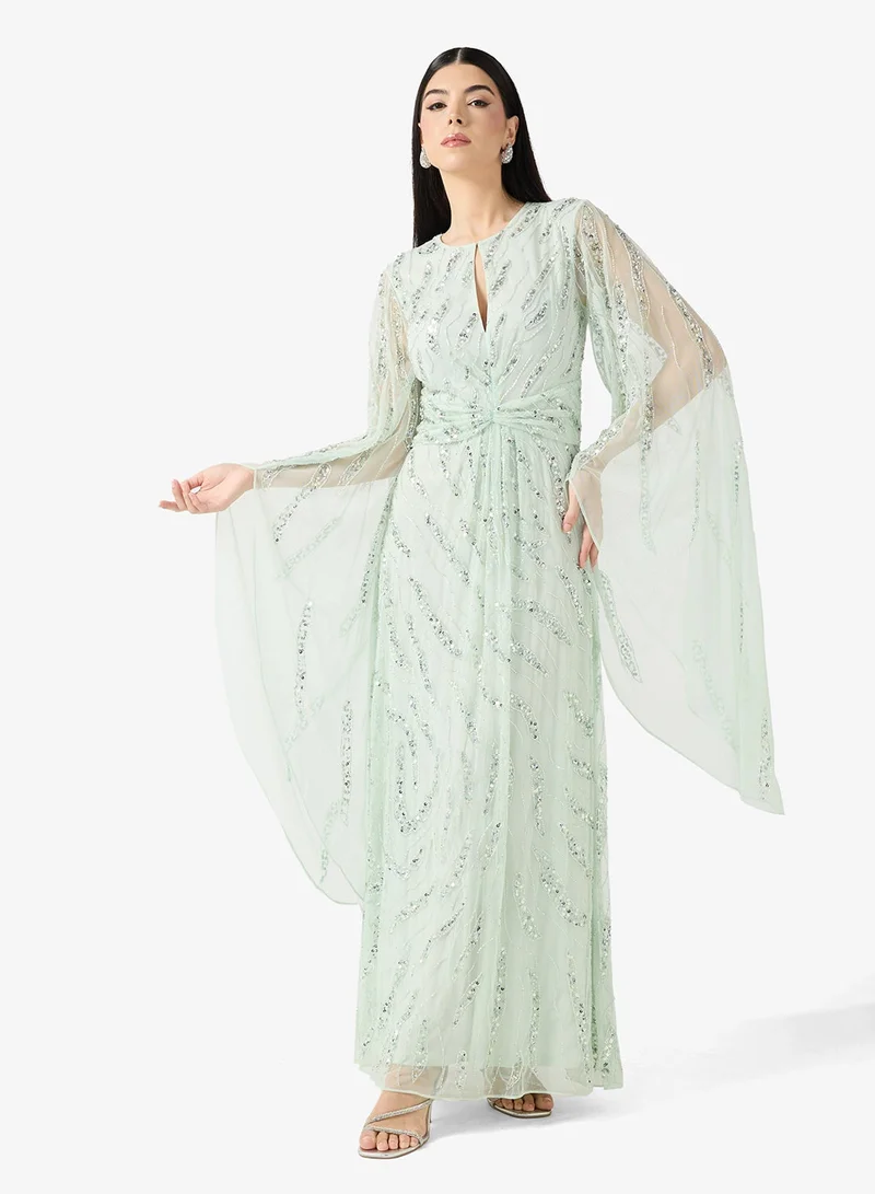 Amelia Rose Flared Sleeve Sequin Maxi Dress