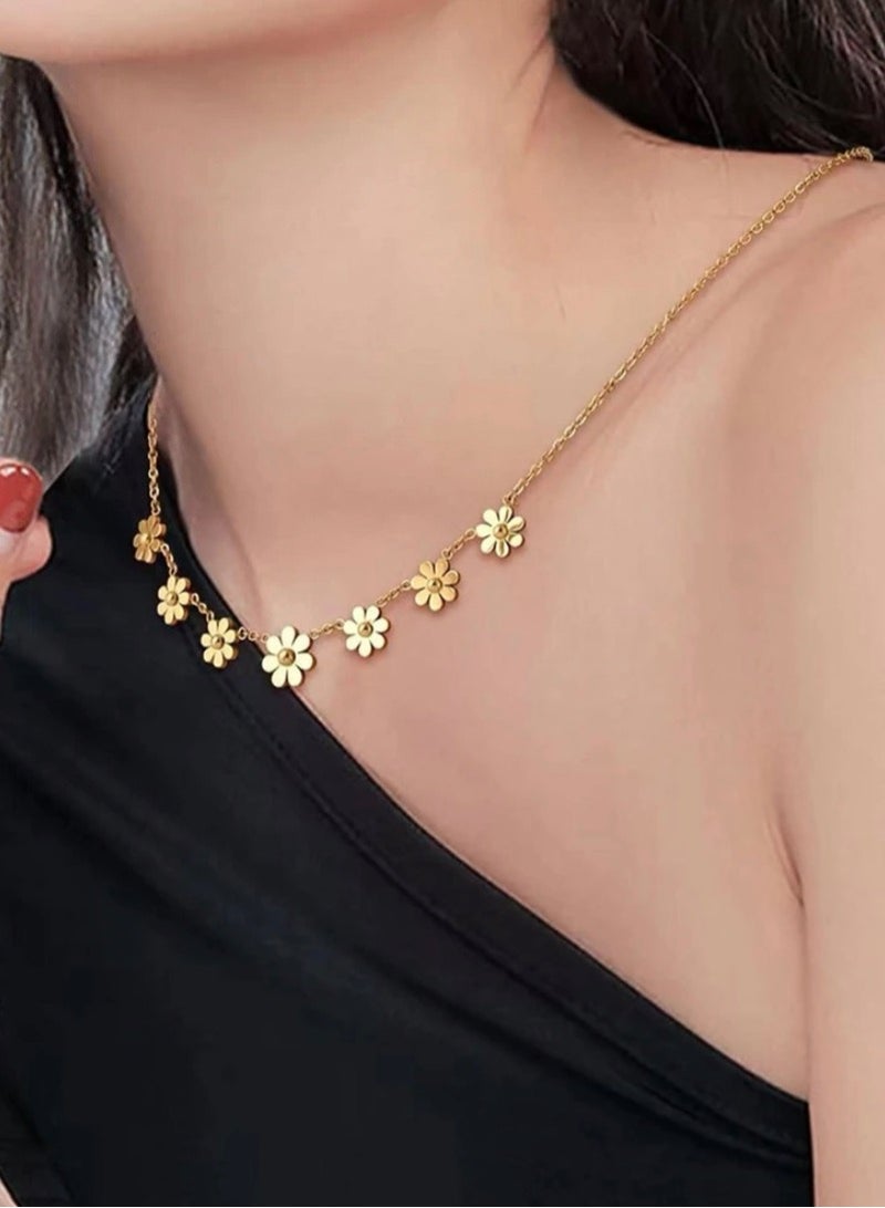 نون-شى سلسال شوكر نسائي أنيق مصنوع من الاستانلس ستيل مطلي باللون الذهبي عيار 18 - Image 1