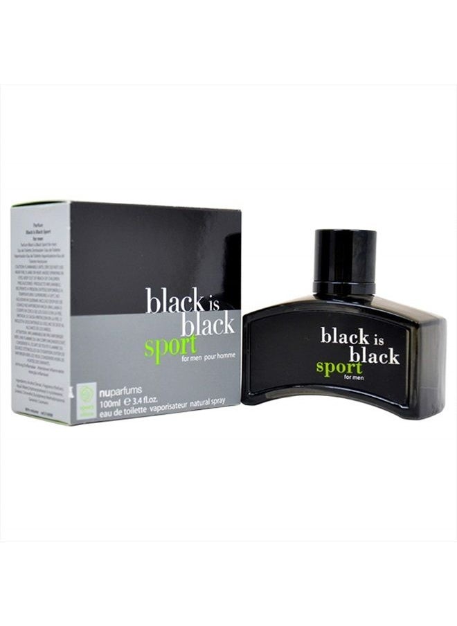 NU Parfums Nu Parfums Black is Black Sport Eau de Toilette Spray for Men, 3.4 Ounce 
