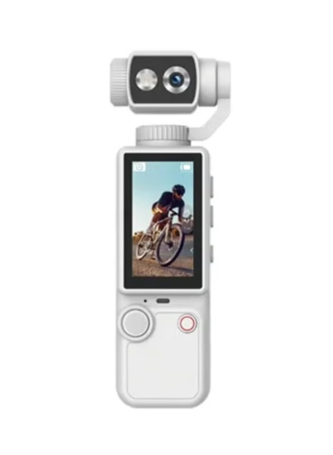 AIR TAB Pocket 4 4K Ultra HD Camera with 180° Adjustable Gimbal, 2-Inch IPS Display, 3000mAh Battery – Ideal for Vlogging, Travel, Outdoor Adventures and Action Recording, White