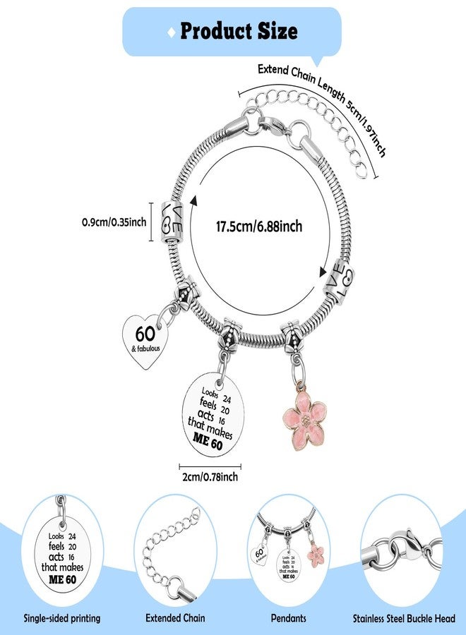 Sazuwu 60th Birthday Bracelet for Women 60 Years Old Birthday Gifts 1965 Party Decoration Bracelets for Her Mom Wife Friend Sister Charm Bangle Christmas Jewelry - Image 4