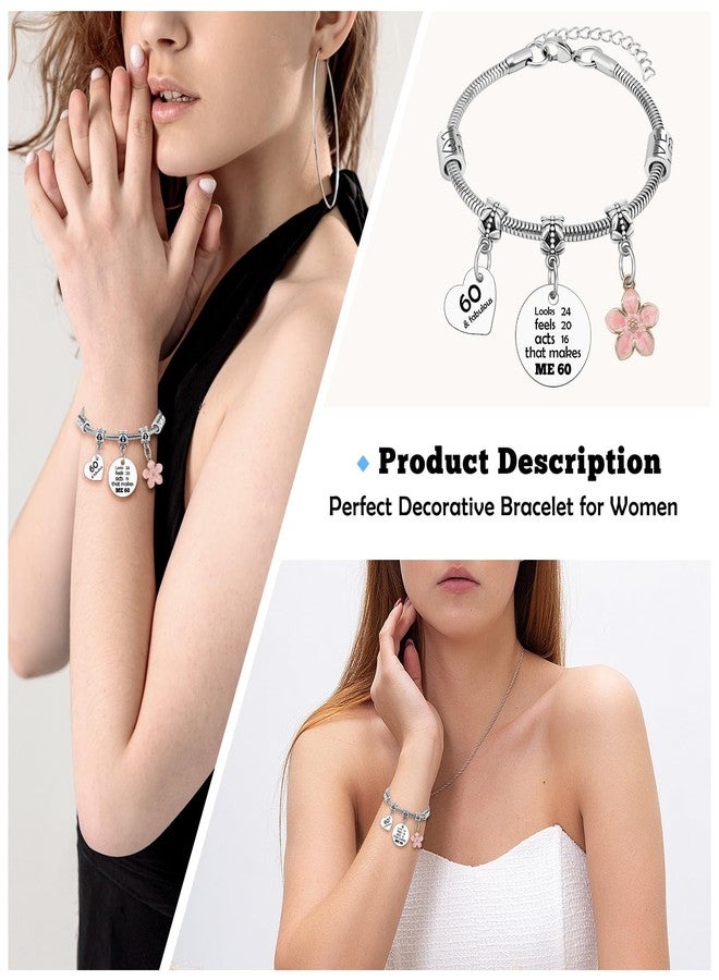 Sazuwu 60th Birthday Bracelet for Women 60 Years Old Birthday Gifts 1965 Party Decoration Bracelets for Her Mom Wife Friend Sister Charm Bangle Christmas Jewelry - Image 3