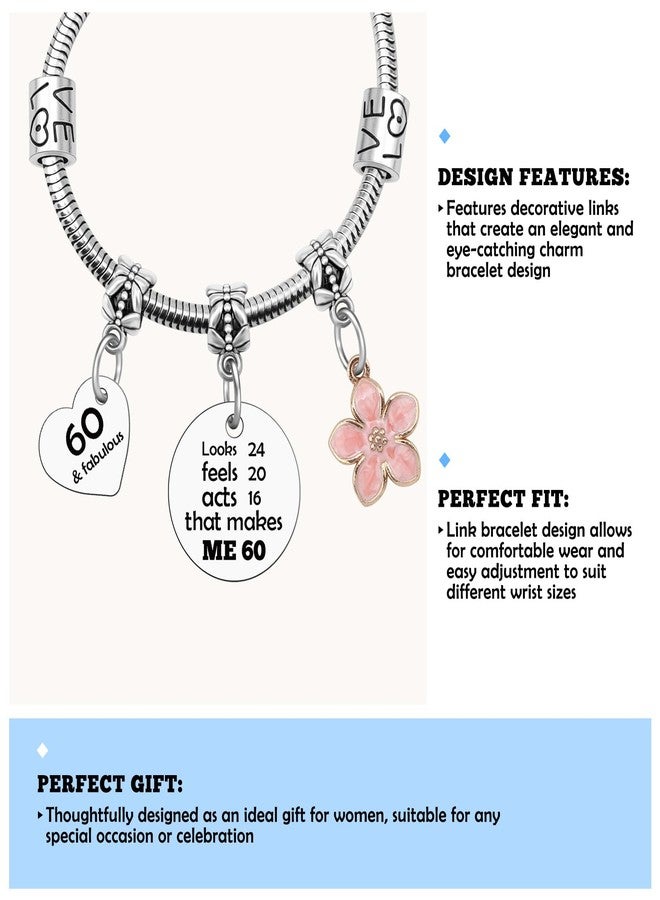 Sazuwu 60th Birthday Bracelet for Women 60 Years Old Birthday Gifts 1965 Party Decoration Bracelets for Her Mom Wife Friend Sister Charm Bangle Christmas Jewelry - Image 5