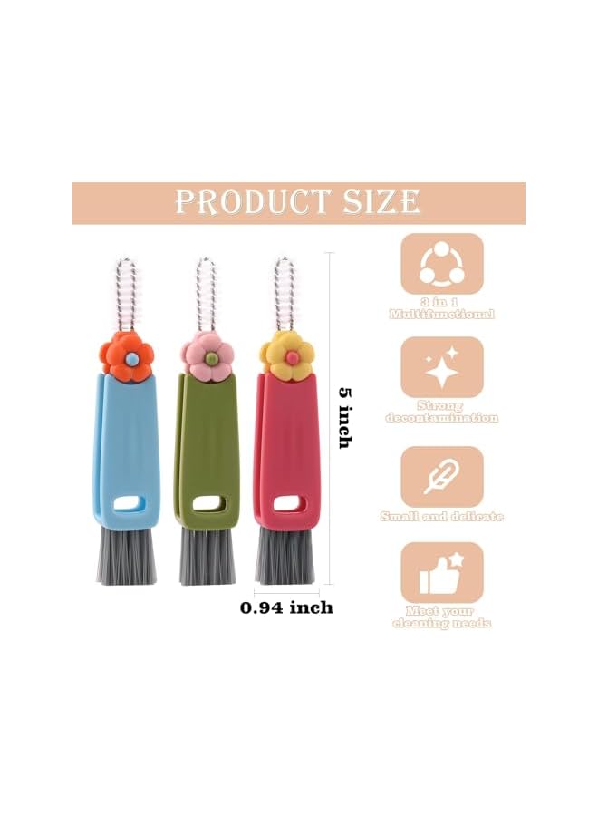 PROMASS 3 in 1 Cup Lid Cleaning Brush, 2024 New Multifunctional Cleaning Brush, Portable Cup Lid Cleaning Brush Set Home Kitchen Cleaning Tools （Red Blue Green - Image 3