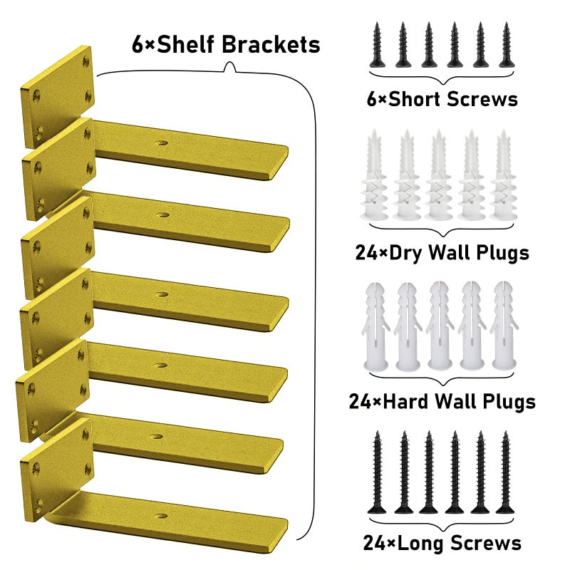 YMDparts Heavy Duty Floating Shelf Brackets - 1/5 Inch Thick Industrial Black Metal L Brackets  Premium Solid Steel Shelf Supports For Shelves - 5 Inch Heavy Floating Shelves Hardware (6Pcs) - Image 5