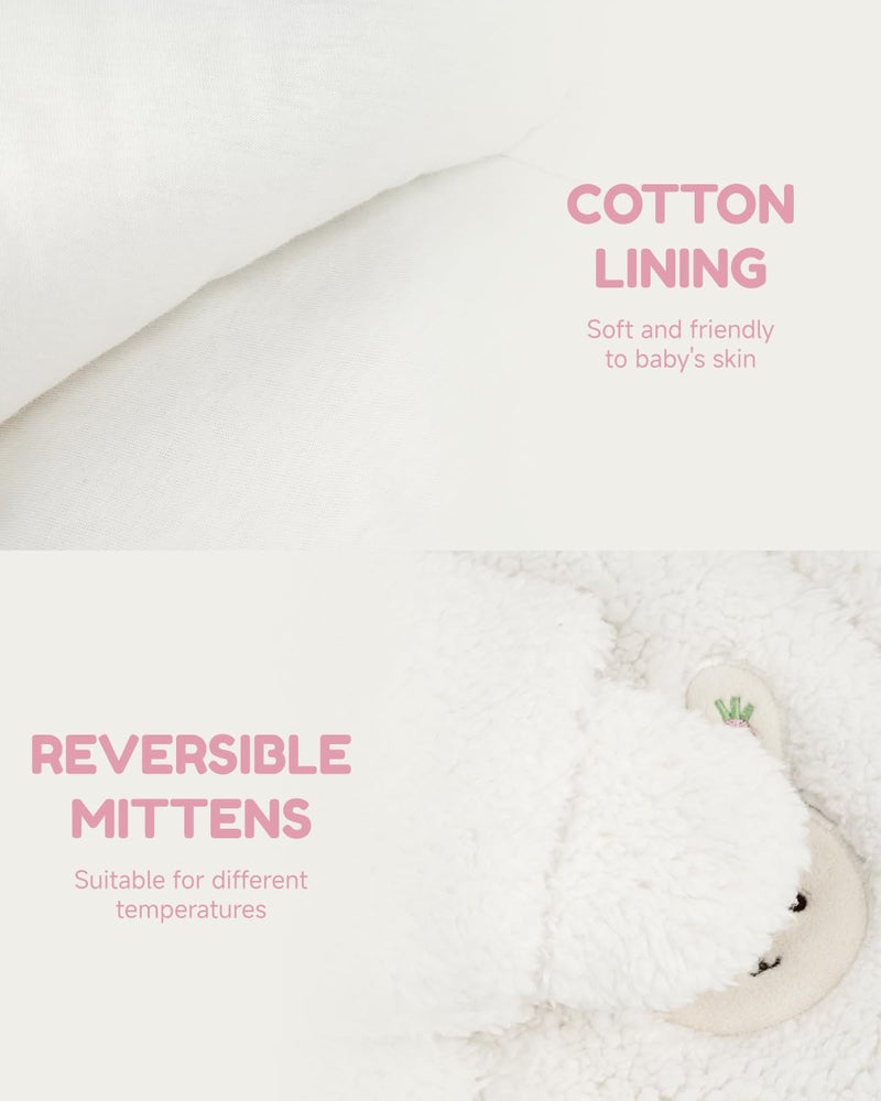 JiAmy Baby Snowsuit Hooded Romper Winter Outfits Boys Girls Cartoon Bear Fleece Jumpsuit White Bunny 3-6 Months - Image 4