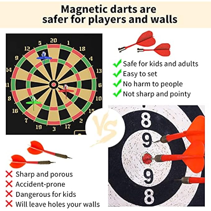 Mixi المغناطيسي Dart Board للأطفال في الهواء الطلق ألعاب أطفال على الوجهين مجموعة ألعاب السهام اللوحية للأولاد مع 10 سهام أفضل الألعاب هدايا للمراهقين الأولاد الفتيات العمر 5 6 7 8 9 10 11 12 13 14 15 16 سنة - Image 3