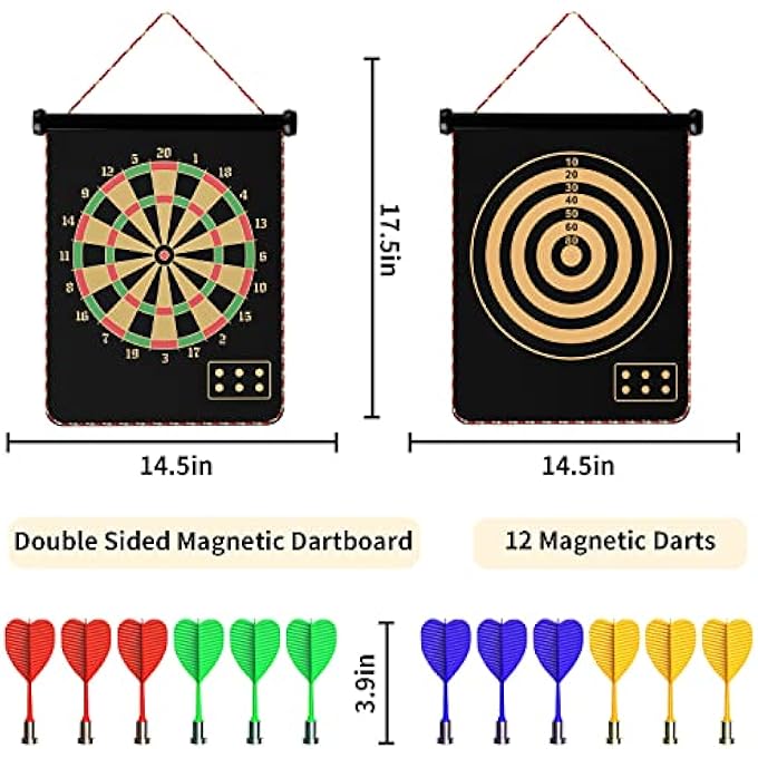 Mixi المغناطيسي Dart Board للأطفال في الهواء الطلق ألعاب أطفال على الوجهين مجموعة ألعاب السهام اللوحية للأولاد مع 10 سهام أفضل الألعاب هدايا للمراهقين الأولاد الفتيات العمر 5 6 7 8 9 10 11 12 13 14 15 16 سنة - Image 4