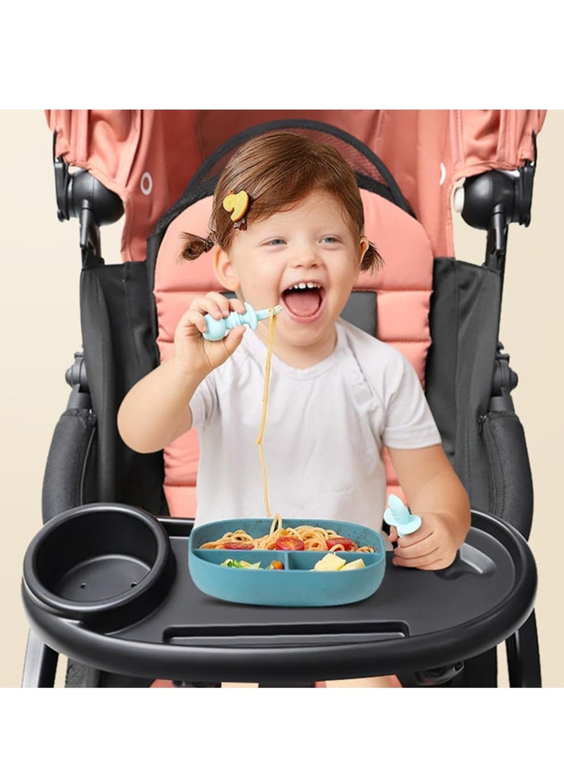 Excefore - Baby Stroller Snack Tray with Cup Holder, Child Snack Tray Multifunction Stroller Organizer, Universal Pram Cup Holder Snack Tray, Universal Stroller Tray - Image 1