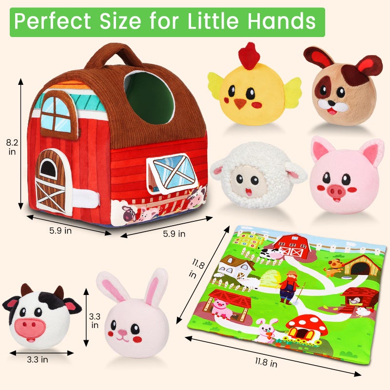 Avesa Baby Toys 6-12 Months - Soft Barn Toy with Stuffed Farm Animals, Rattle - Montessori Toys for Babies 6 Months Old Sensory Infant Toy Baby Gifts Easter Basket Stuffers - Image 4