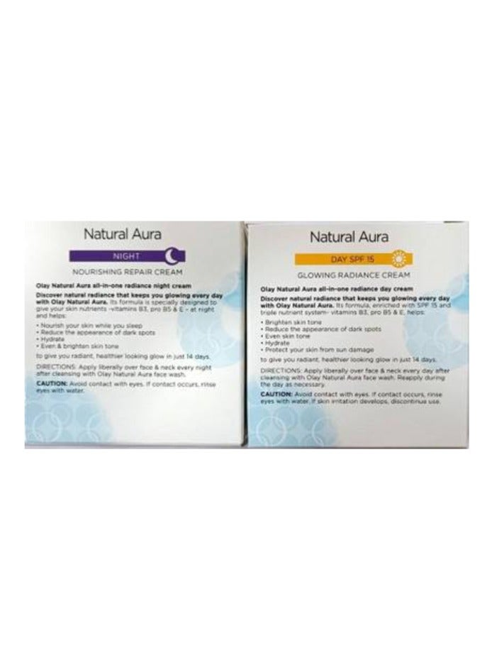 Olay Natural Aura Glowing Radiance Day Cream Spf15 With All in One Radiance Night Cream Pack of 2 - Image 2