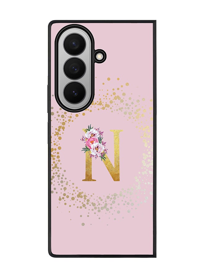 Stylizedd For Samsung Galaxy Z Fold7 Case,Slim fit Camera Protection, Shockproof Thin Phone cover  - Custom Monogram Floral - N  (Pink )