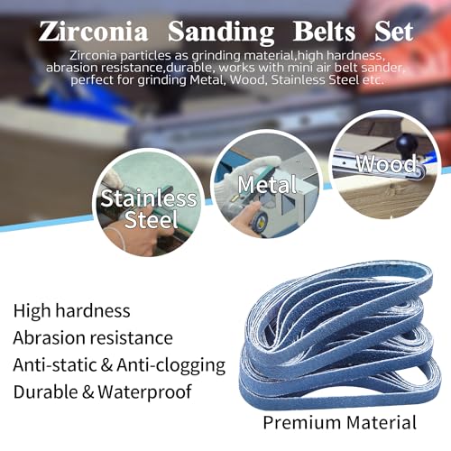 SHUTTLE GENIUS 3/8" x 13" Zirconia Sanding Belts, 30 pack 3/8x13 Inch Sanding Belts 80 Grit, Zirconia Belt Sander Sanding Belts for Air File Belt Sander(3/8x13in, 80 Grit) - Image 5