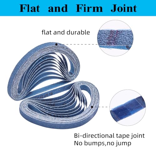 SHUTTLE GENIUS 3/8" x 13" Zirconia Sanding Belts, 30 pack 3/8x13 Inch Sanding Belts 80 Grit, Zirconia Belt Sander Sanding Belts for Air File Belt Sander(3/8x13in, 80 Grit) - Image 4