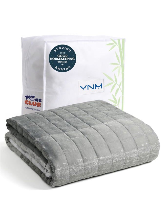 YnM Cooling Weighted Blanket — Oeko-Tex Certified Material (Gradient Dark Grey, 60"x80" 20lbs), Suit for One Person(~190lb) Use on Queen/King Bed - Image 1