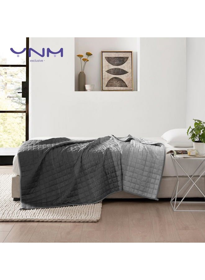 YnM Cooling Weighted Blanket — Oeko-Tex Certified Material (Gradient Dark Grey, 60"x80" 20lbs), Suit for One Person(~190lb) Use on Queen/King Bed - Image 3