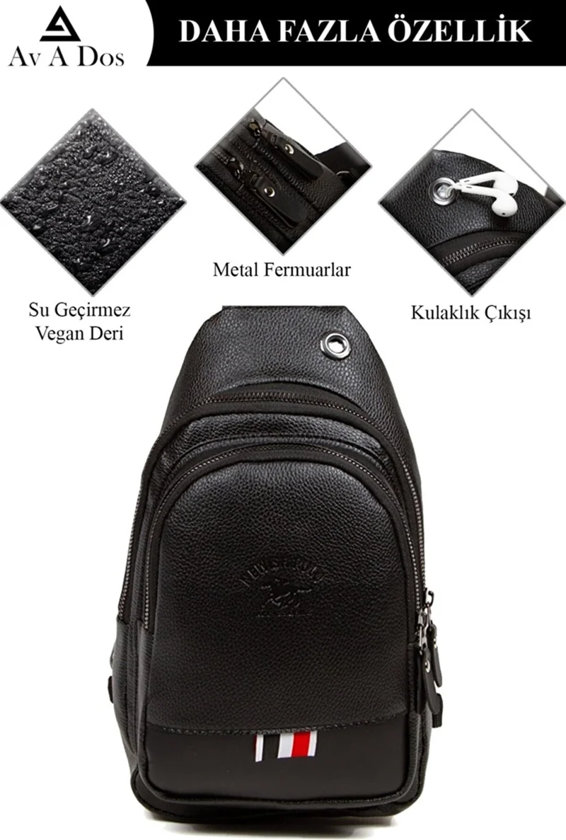 Avca Leather Cross Strap Bag Chest Bag Shoulder Bag with Headphone Outlet Single Arm Bodybag